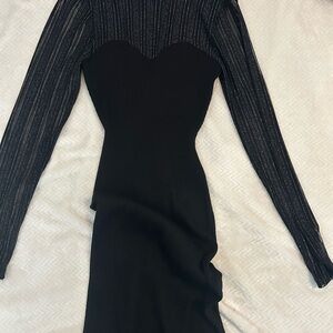 Almost Famous Black and Silver Long Sleeve Dress